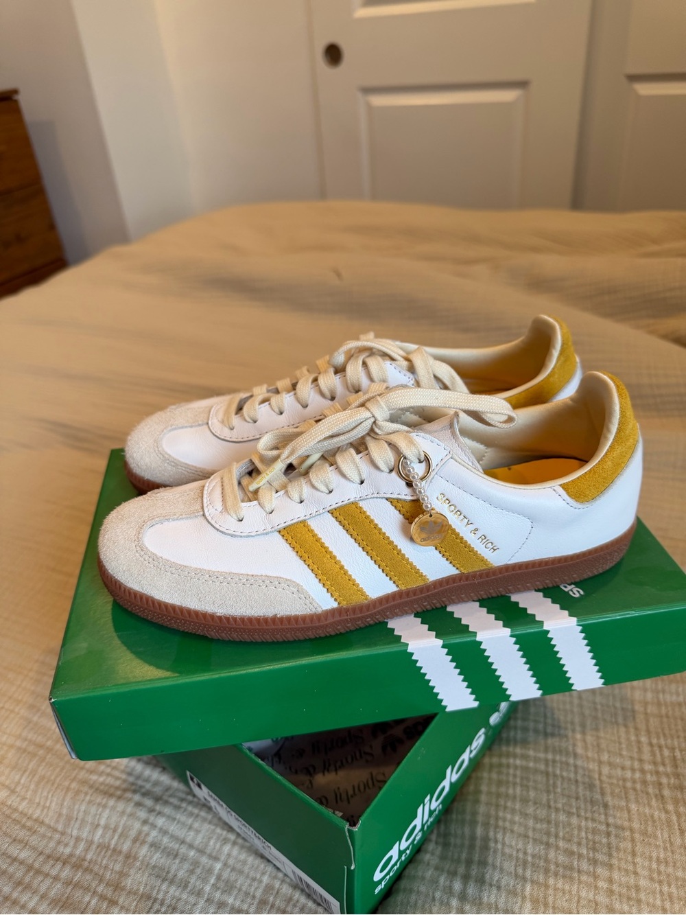 Sporty & Rich X Adidas Samba OG bold gold 5.5 mens/7 women’s - Picture 4 of 11